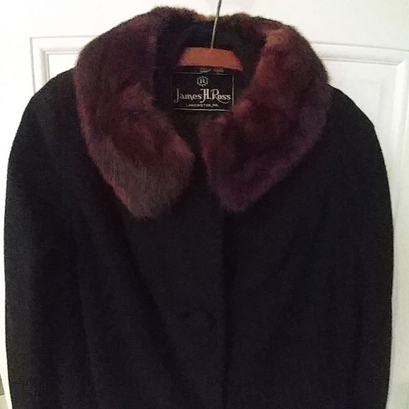 Vintage Cashmere hand tailored black coat fur EUC - Picture 4 of 8